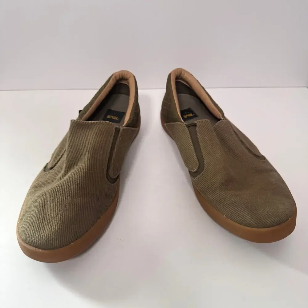 Teva Mens Sterling Slip On Casual Shoes Size 8 Canvas Classic Olive Green